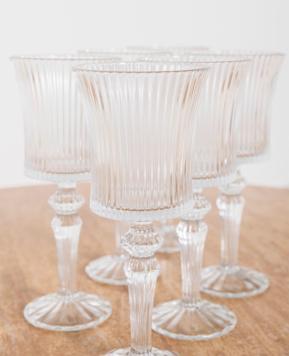 SET OF 6 CUT CRYSTALLINE WINE GLASS