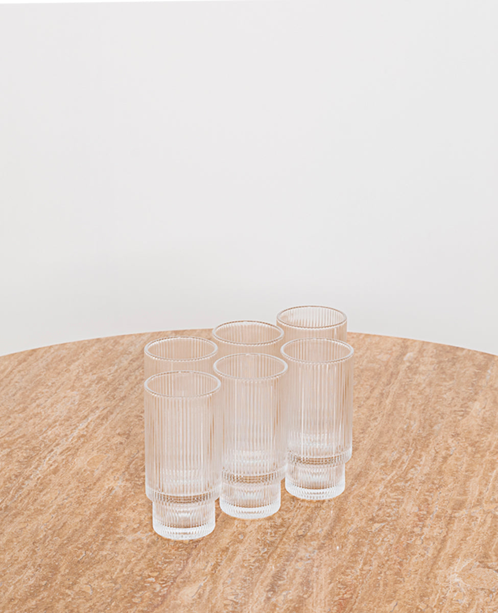 SET OF 6 HIGHT GLASS WITH LINES