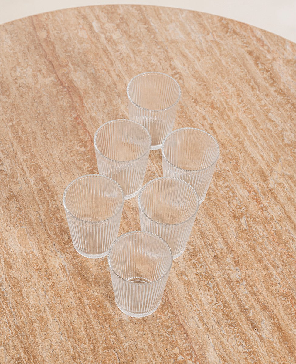 SET OF 6 GLASS WITH LINES