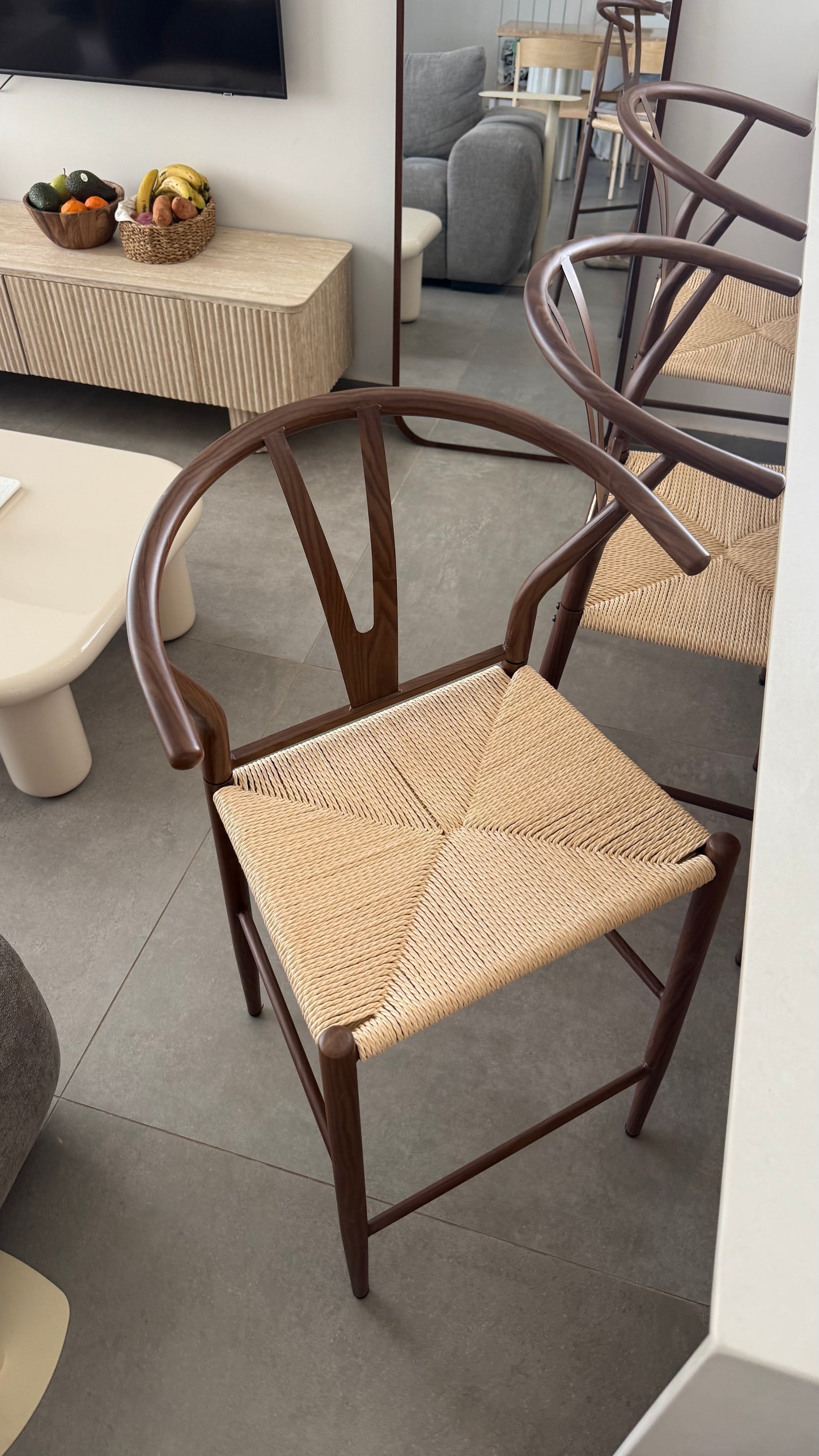 Set of 3 Cleo Walnut bar chair -  תצוגה איסוף עצמי בלבד