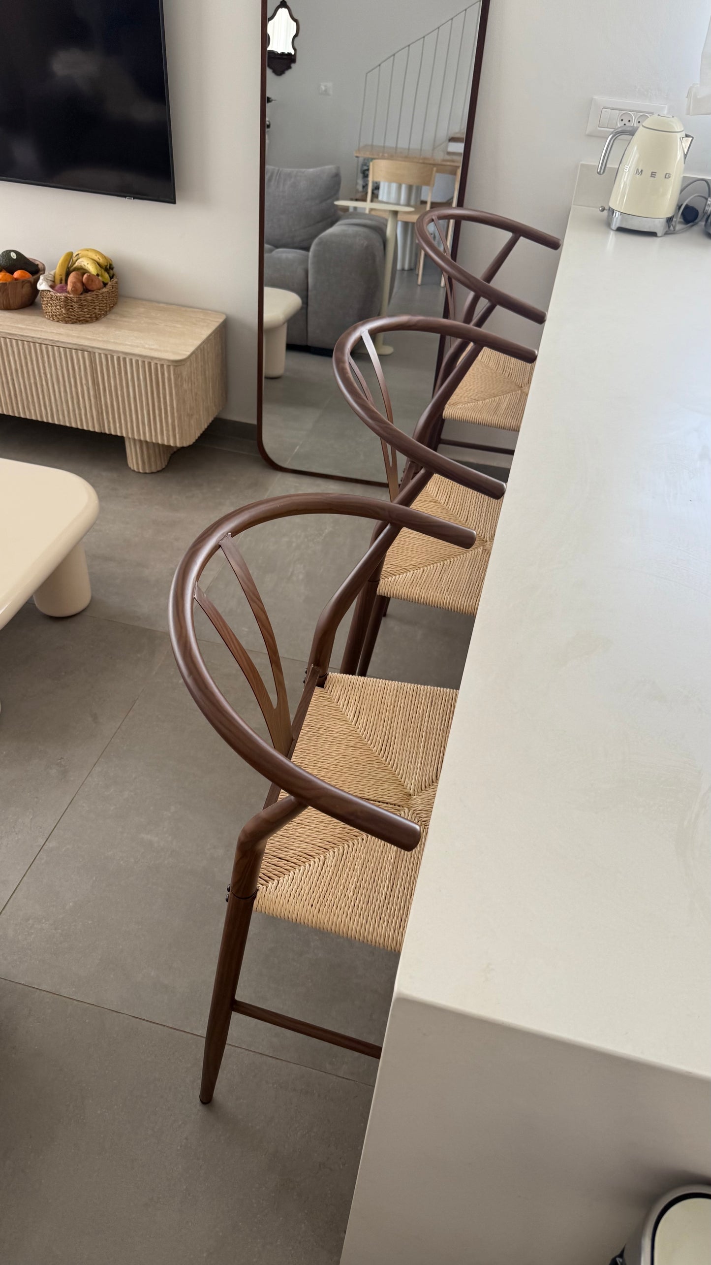 Set of 3 Cleo Walnut bar chair -  תצוגה איסוף עצמי בלבד