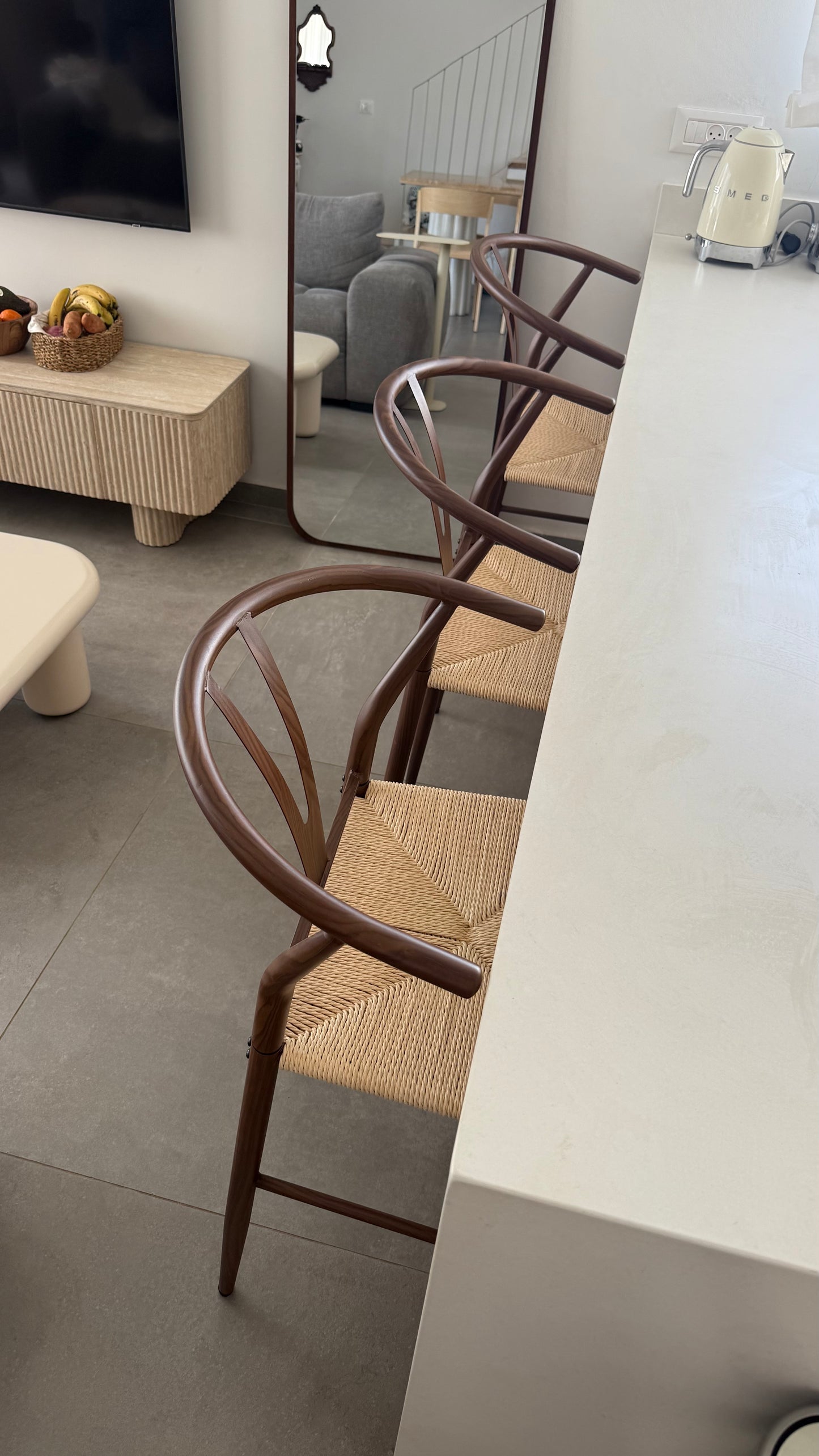 Set of 3 Cleo Walnut bar chair -  תצוגה איסוף עצמי בלבד