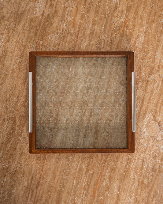 BROWN TRAY WITH HANDLE BAR