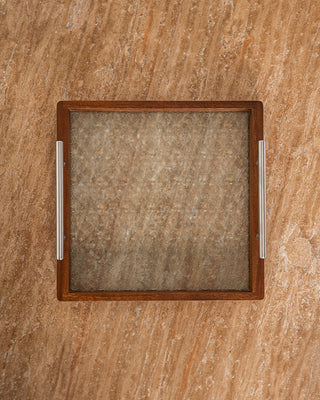 BROWN TRAY WITH HANDLE BAR