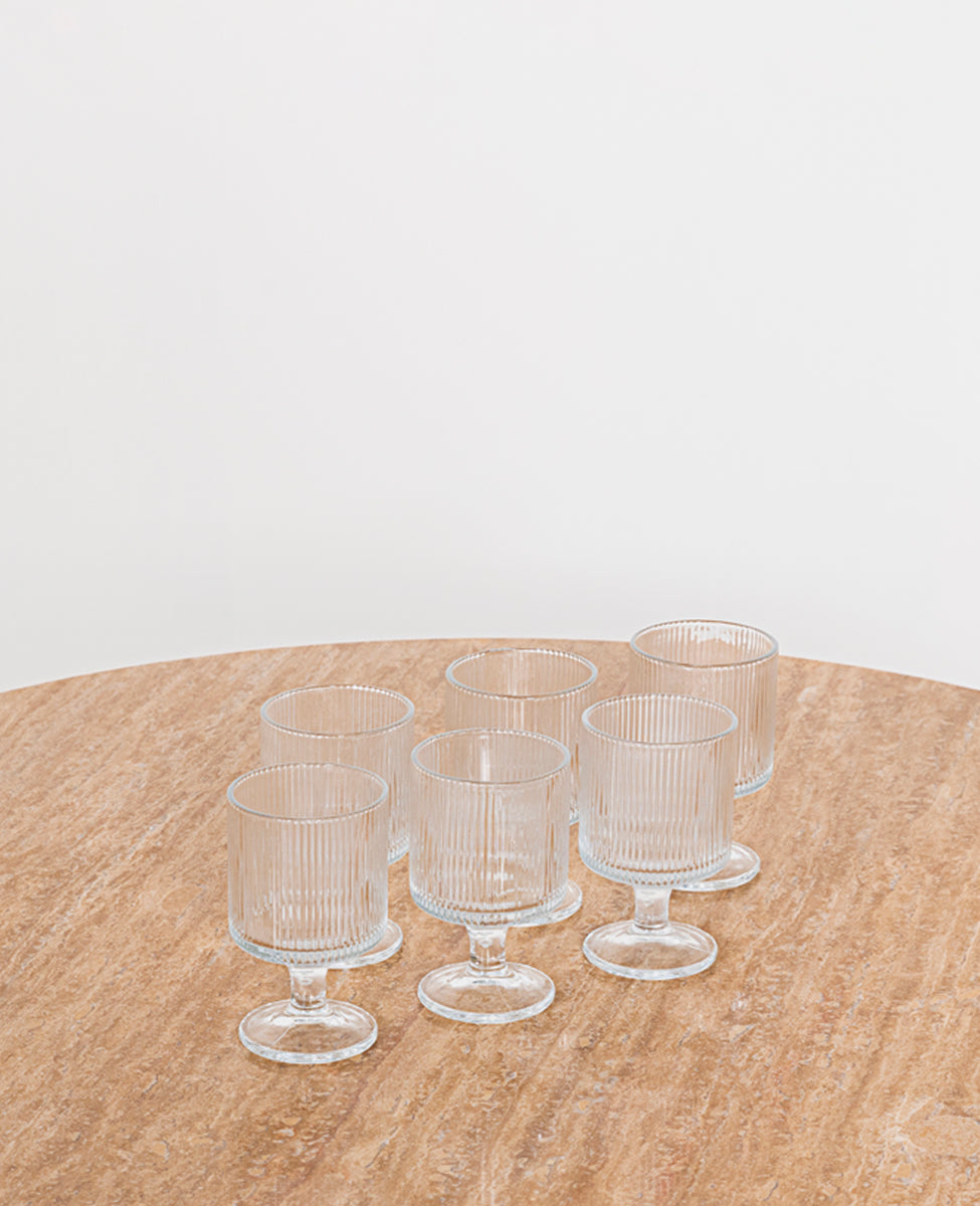SET OF 6 RAISED DESIGN GLASS