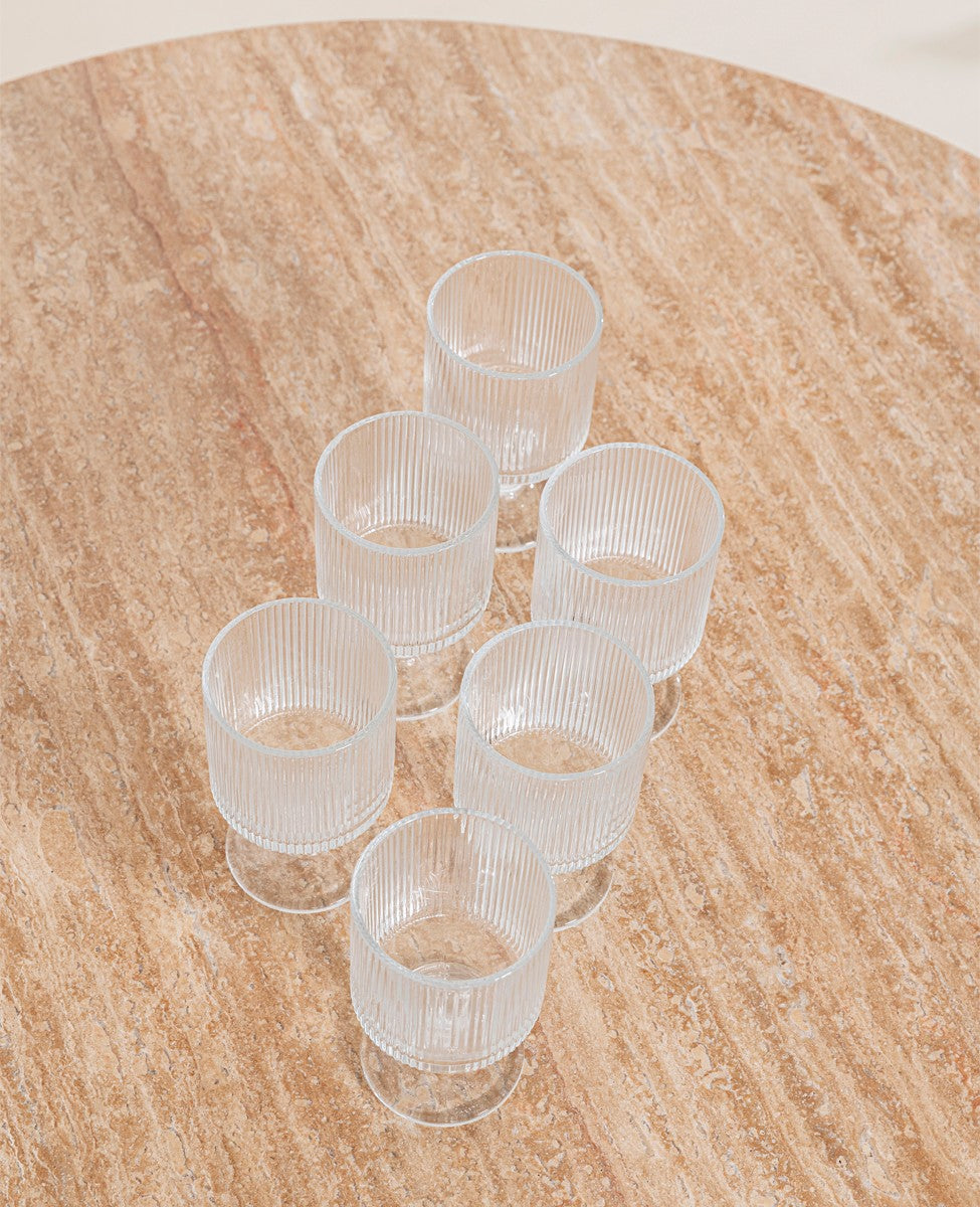 SET OF 6 RAISED DESIGN GLASS